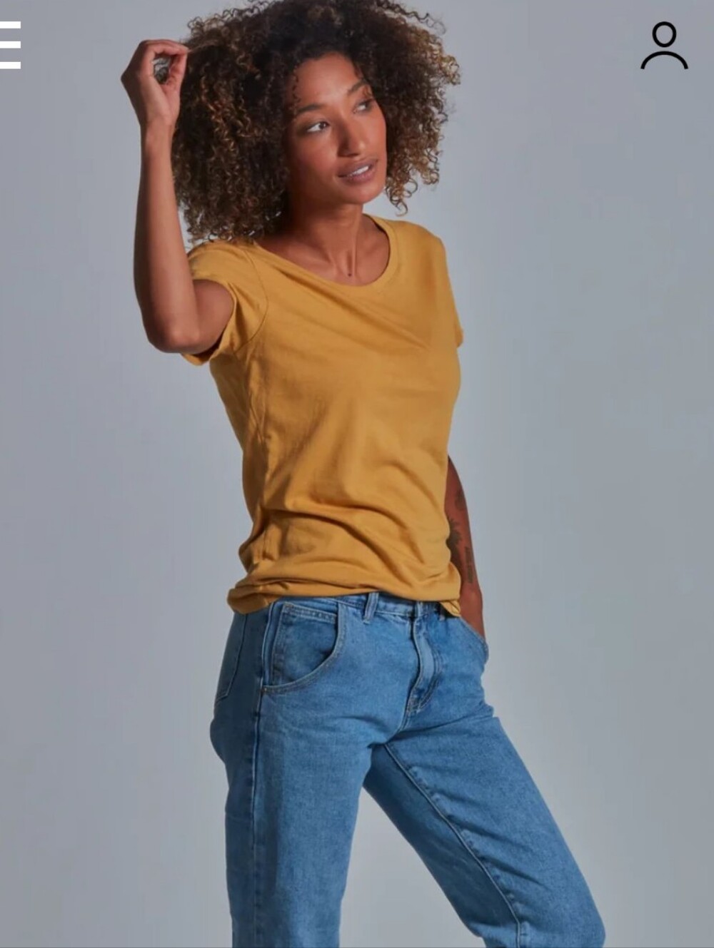 Onno Bamboo Tee- In A Mustard Yellow - Picture 2 of 7